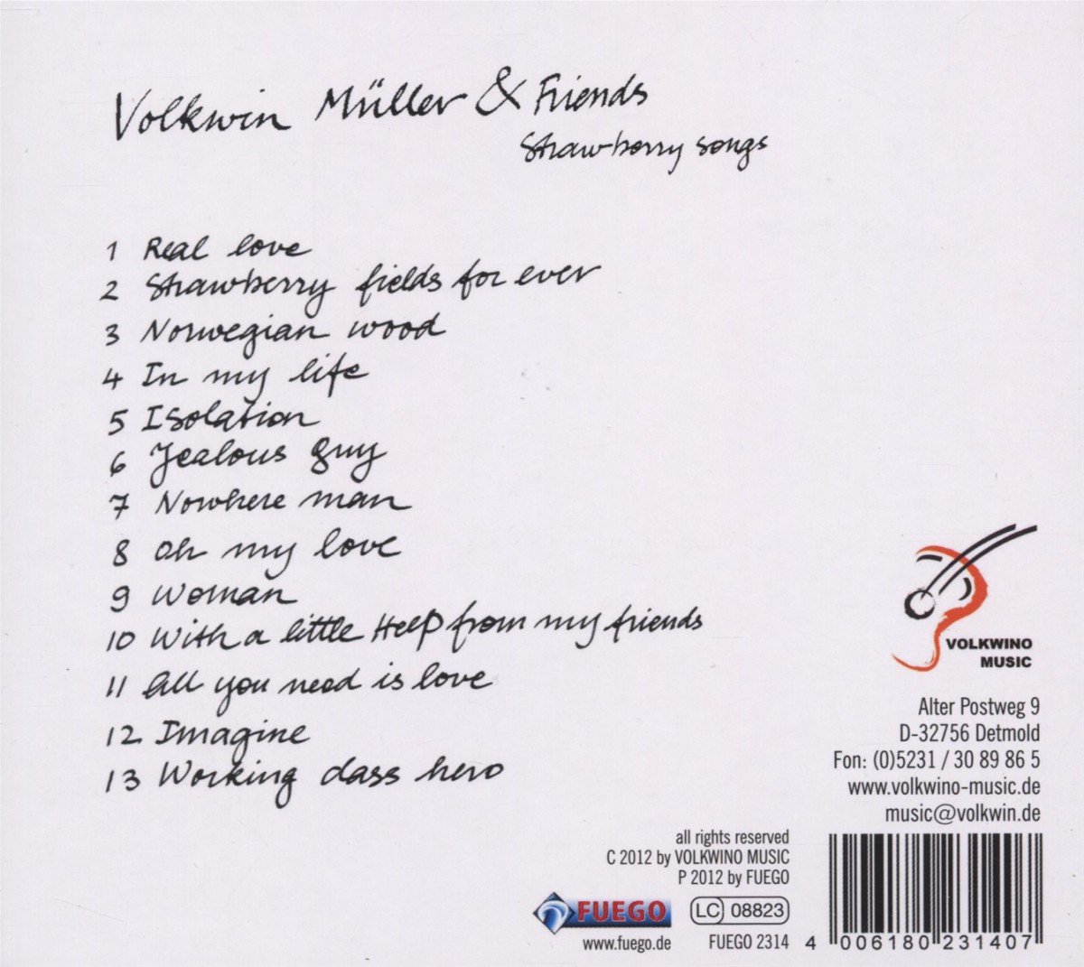 Volkwin Müller & Friends - Strawberry Songs (CD, 2012)